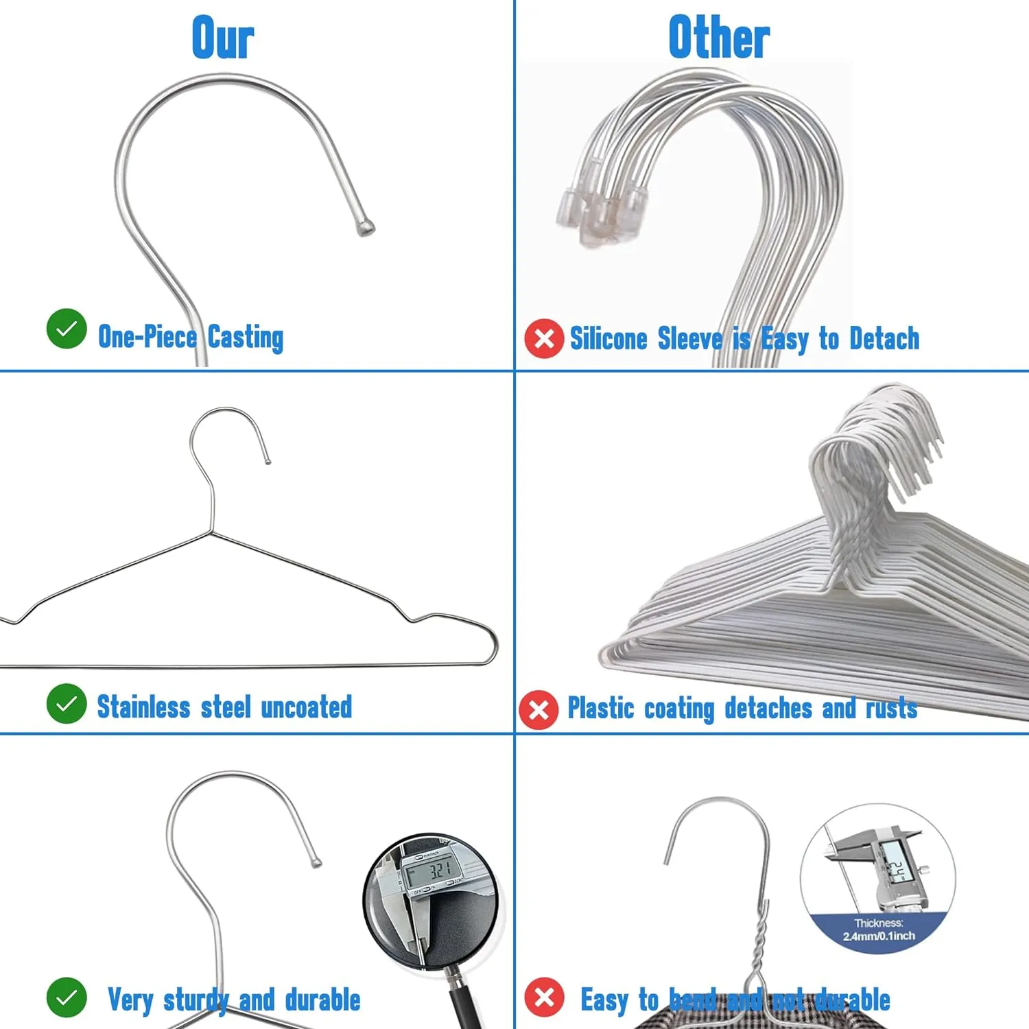 30 Pack Clothes Hangers Heavy Duty Wire HangersHangers Coat Hangers for Close...