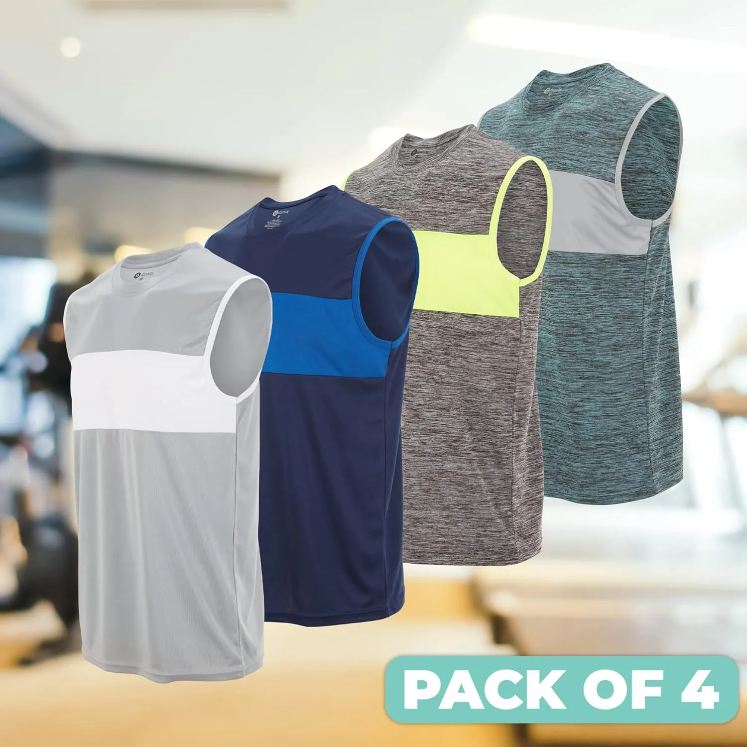 4 Pack: Athletic Tank Tops for Men, Dry Fit Muscle Shirts, Mens Athletic Tops for Gym, Workout & Active Wear Tees