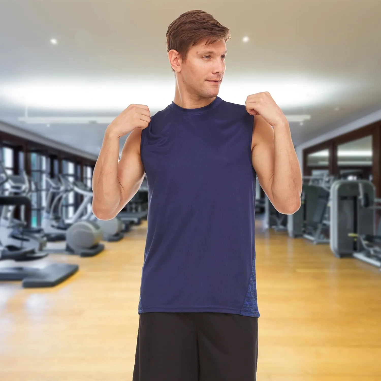 4 Pack: Athletic Tank Tops for Men, Dry Fit Muscle Shirts, Mens Athletic Tops for Gym, Workout & Active Wear Tees