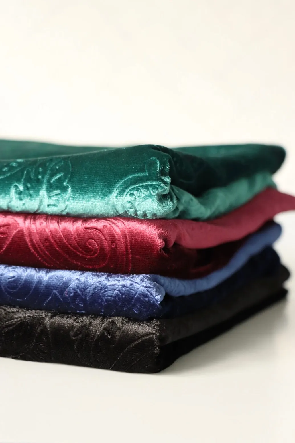 4YD PRECUT; Elderberry Paisley Embossed Stretch Velvet