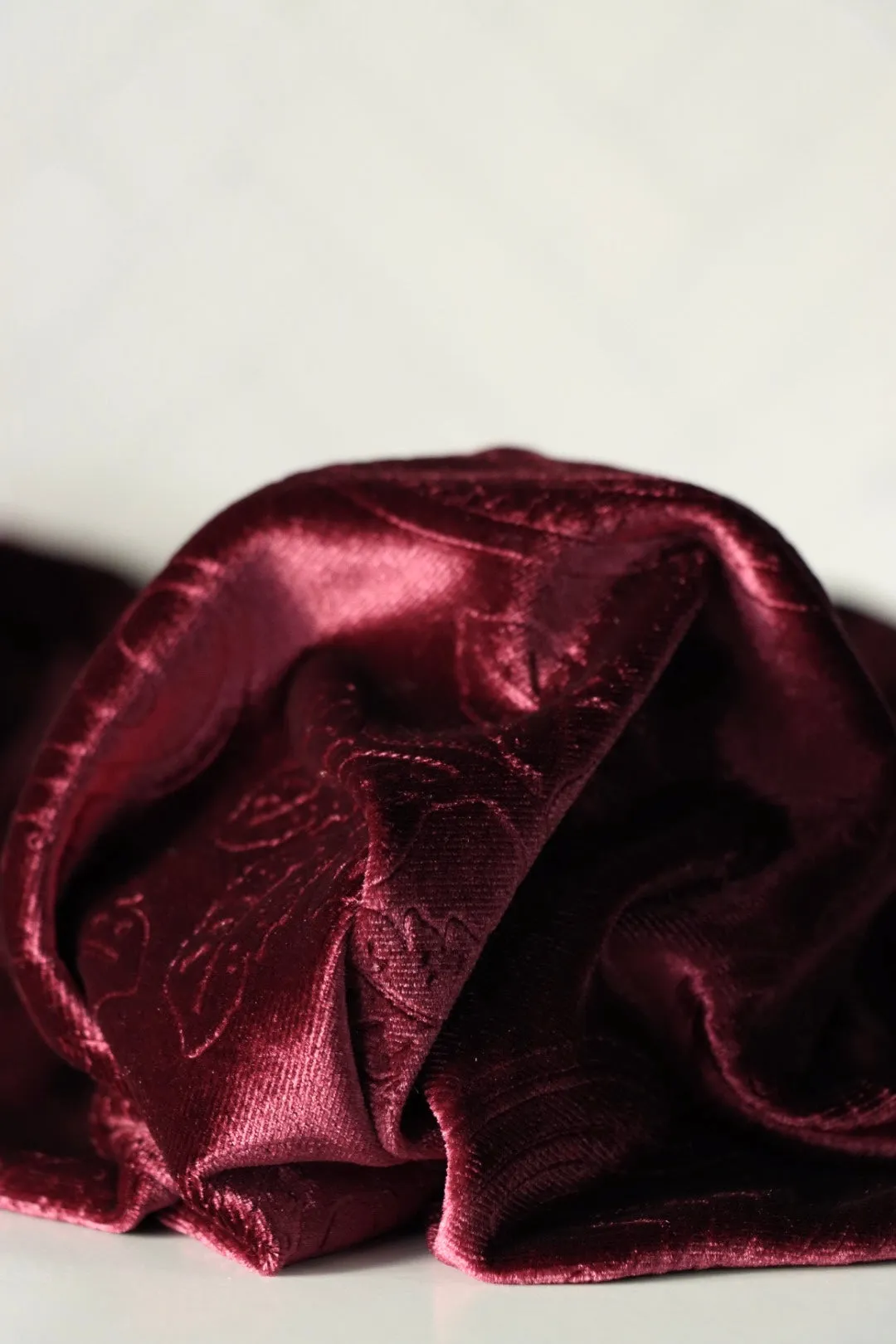 4YD PRECUT; Elderberry Paisley Embossed Stretch Velvet