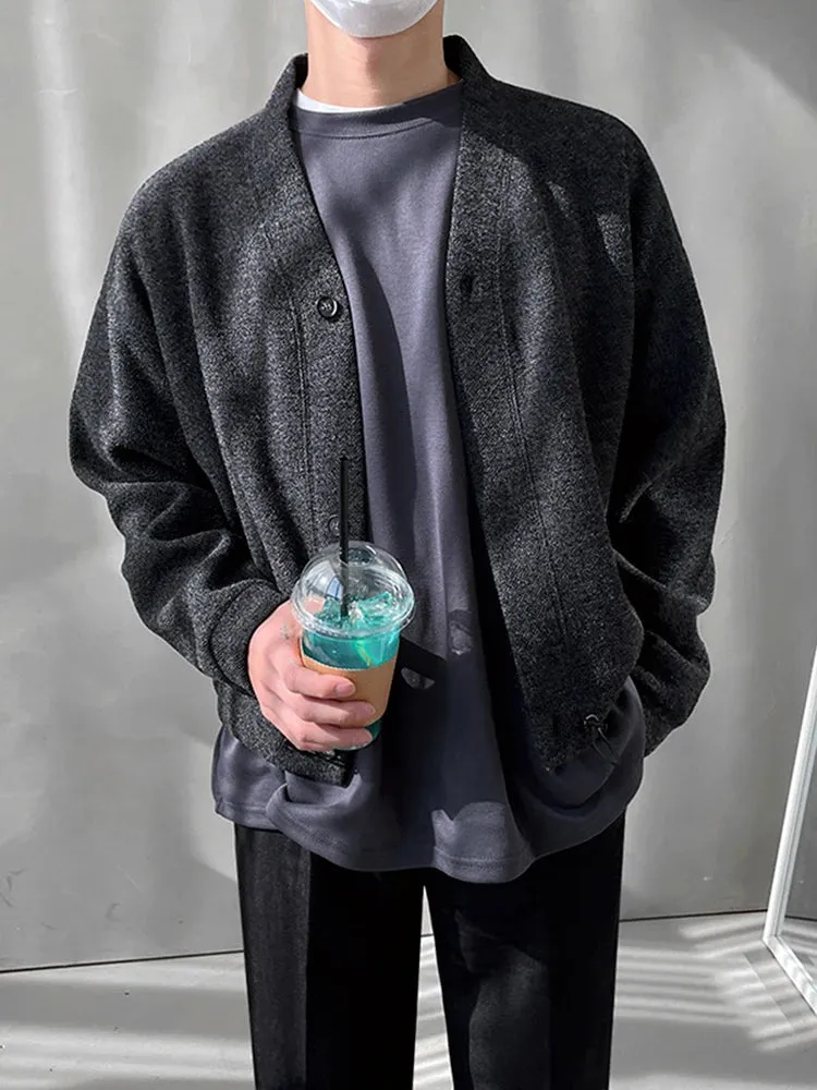 Aidase winter fits men 2024 New Autumn Winter Men V-neck Knitted Coats Male Solid Color Sweater Jackets Mens Casual V-Neck Cardigan Overcoats S454