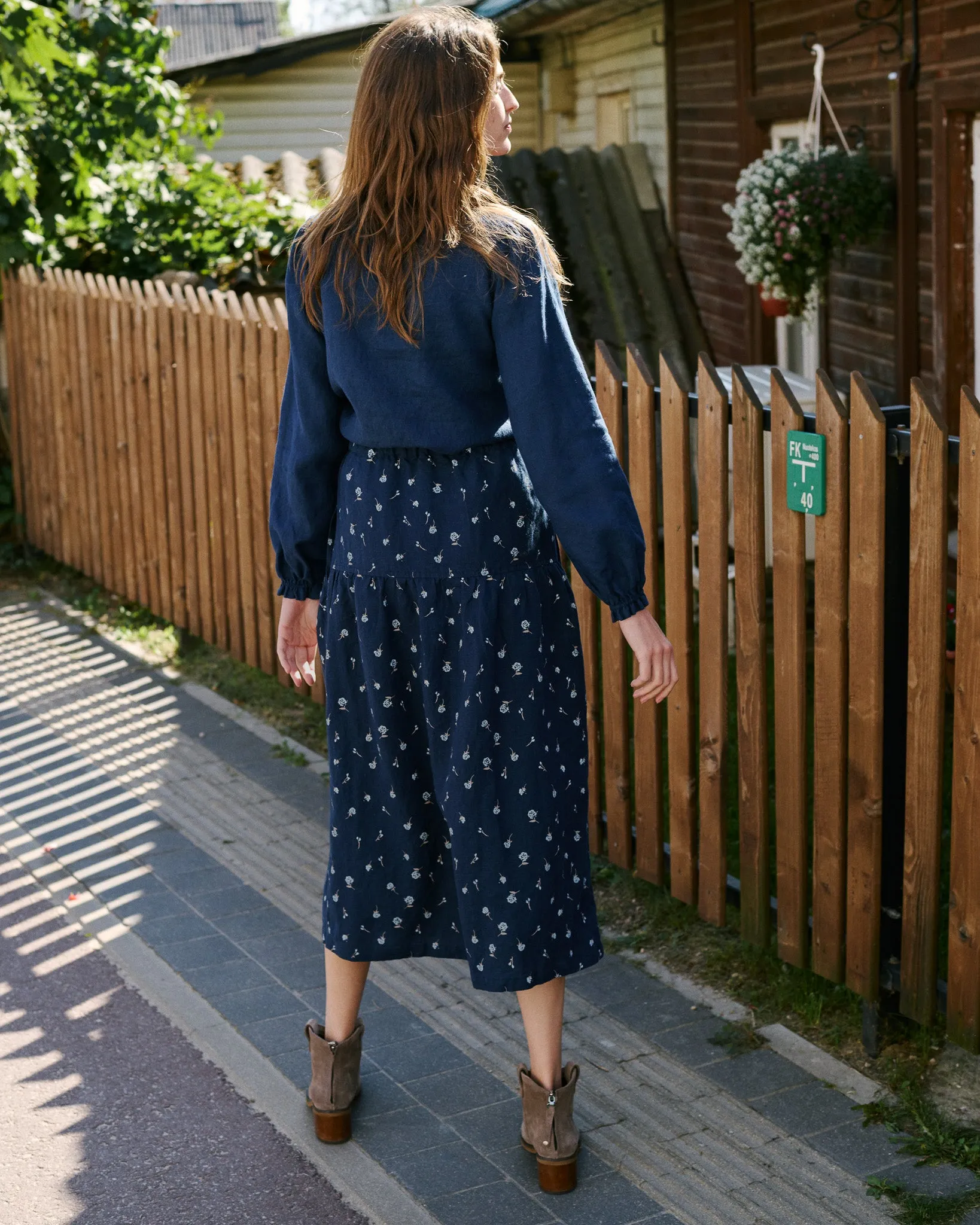 ANJALI two-tier linen skirt