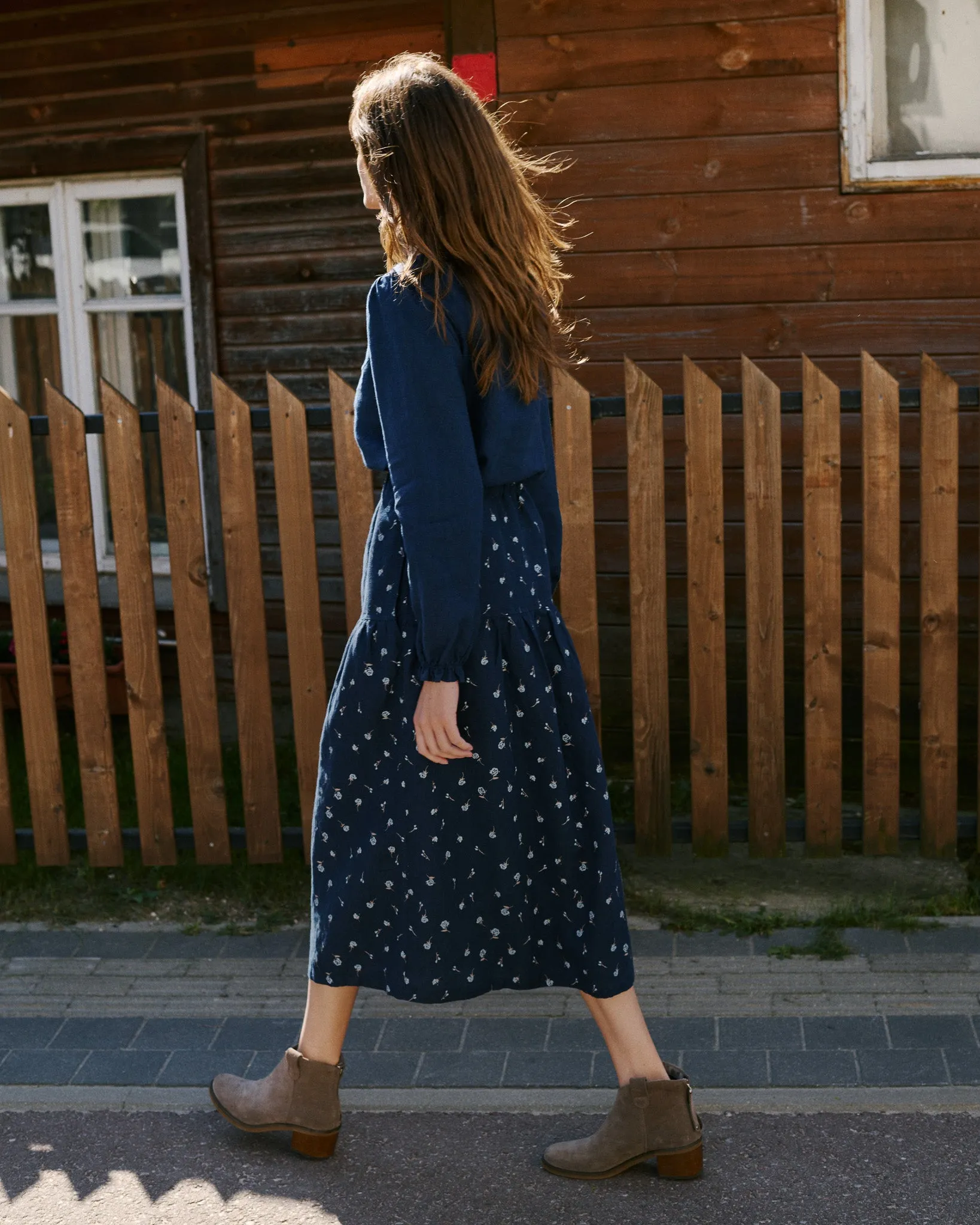 ANJALI two-tier linen skirt