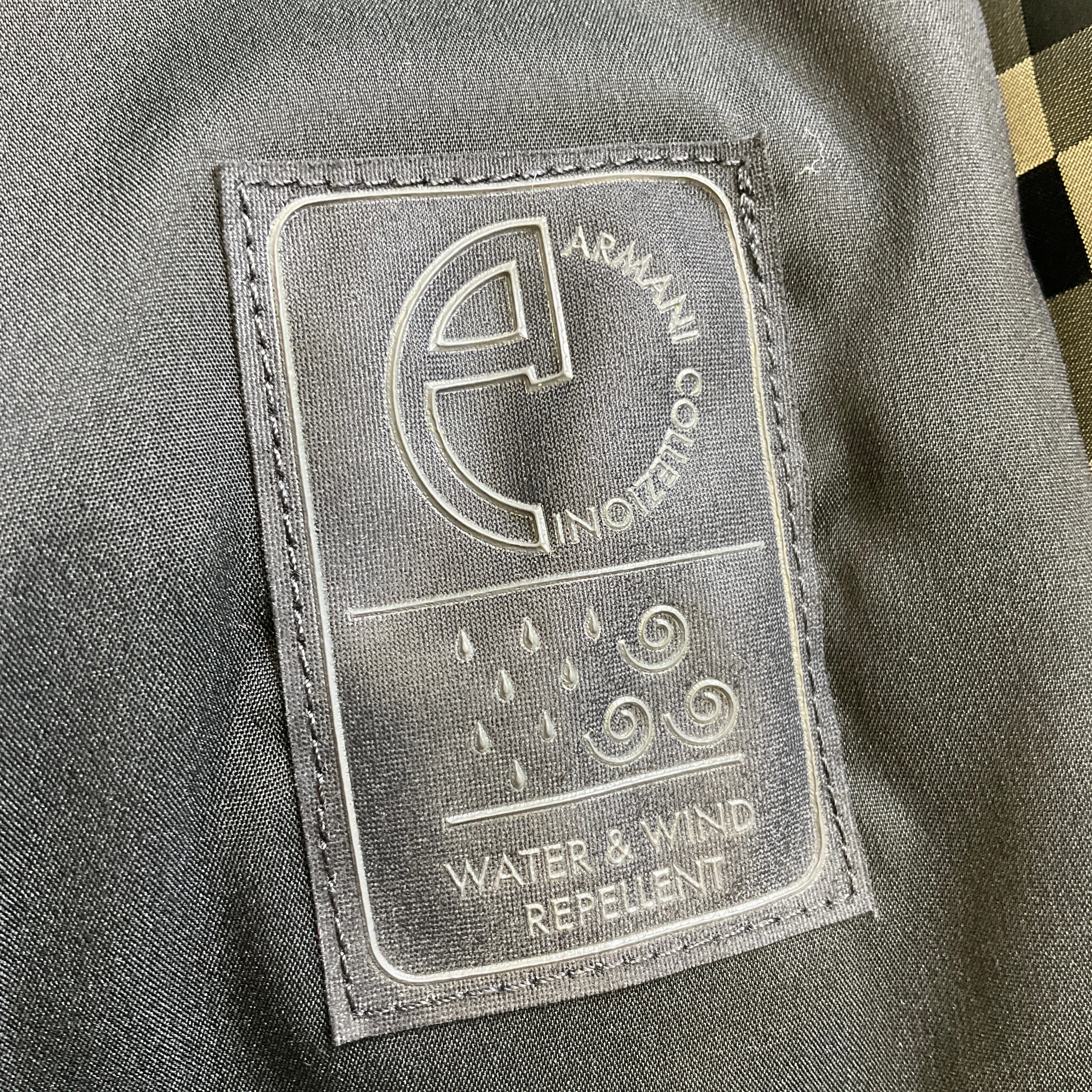 Armani Collezioni Grey Checkered Hooded Water & Wind Repellent Coat