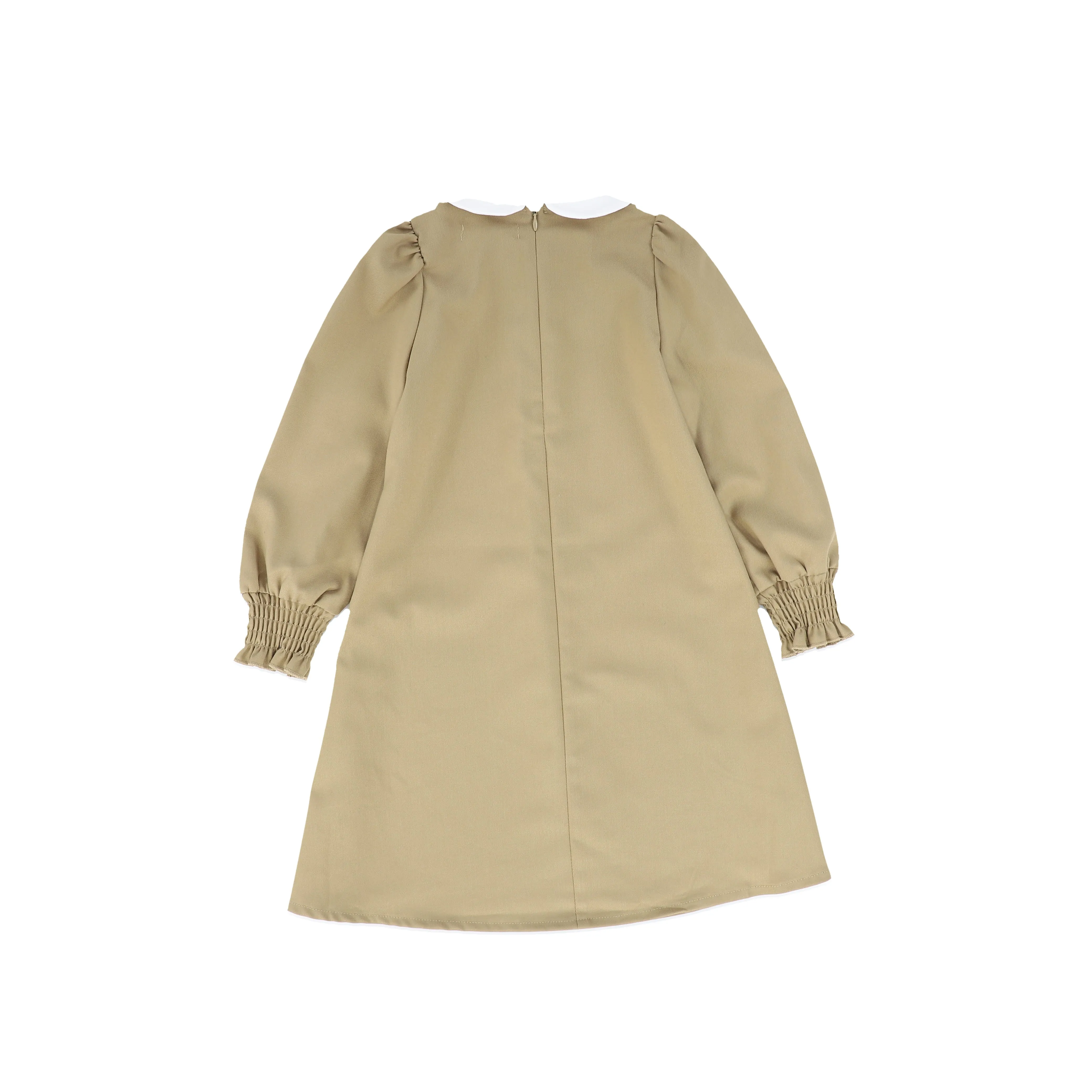 Bace Collection Tan Front Pleat Peter Pan Collar Dress