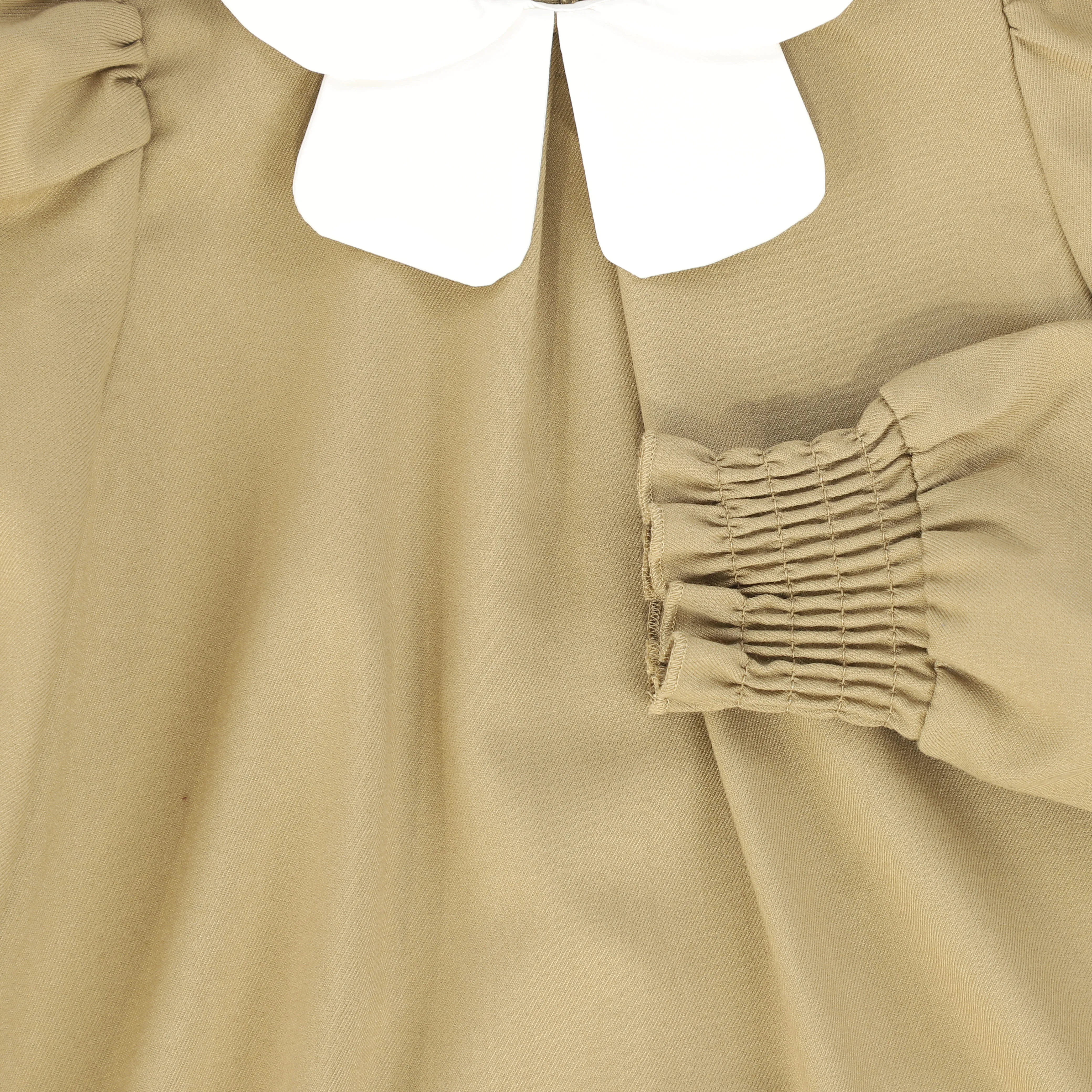 Bace Collection Tan Front Pleat Peter Pan Collar Dress