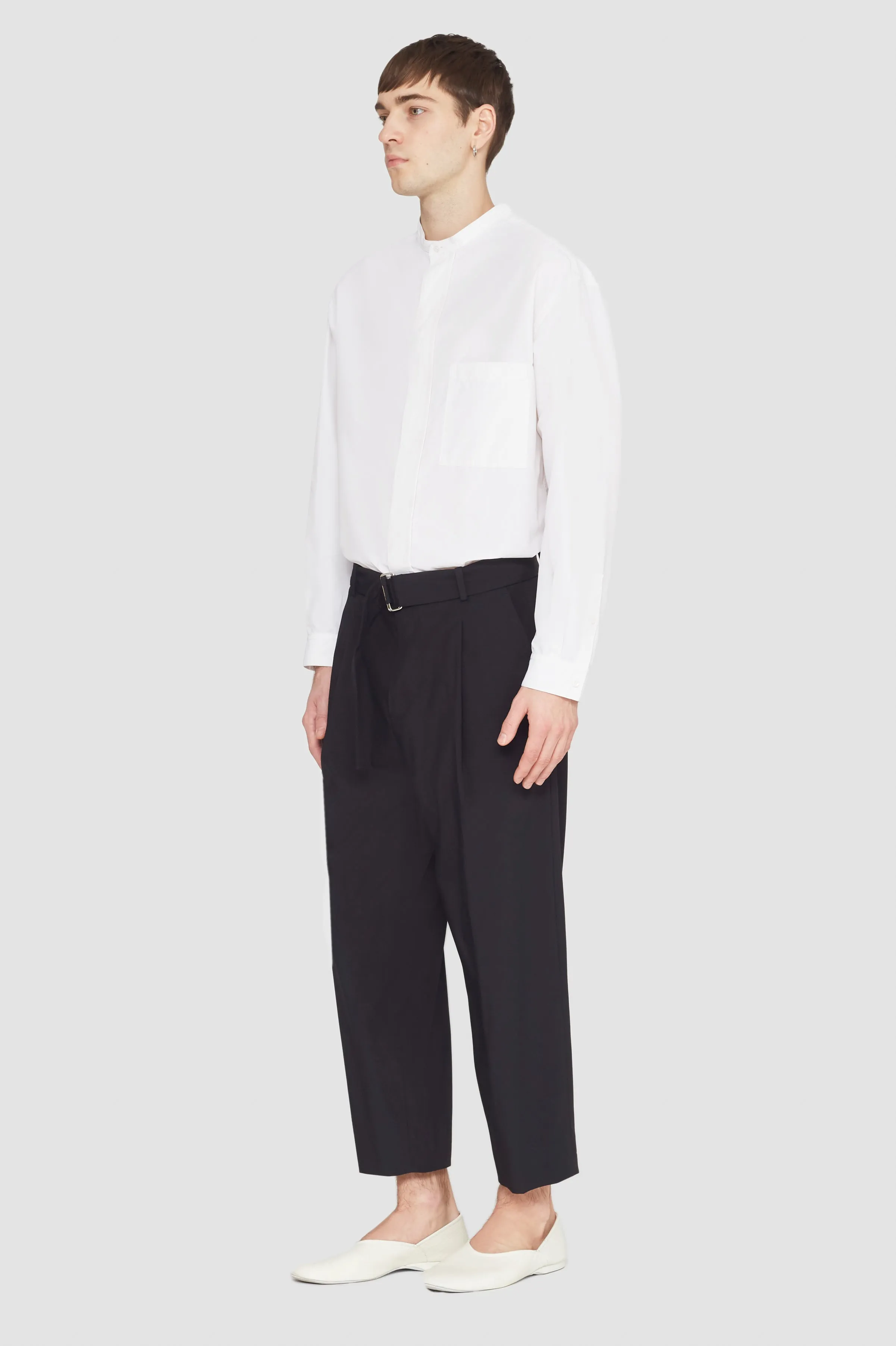 Belted Drop-Crotch Trousers