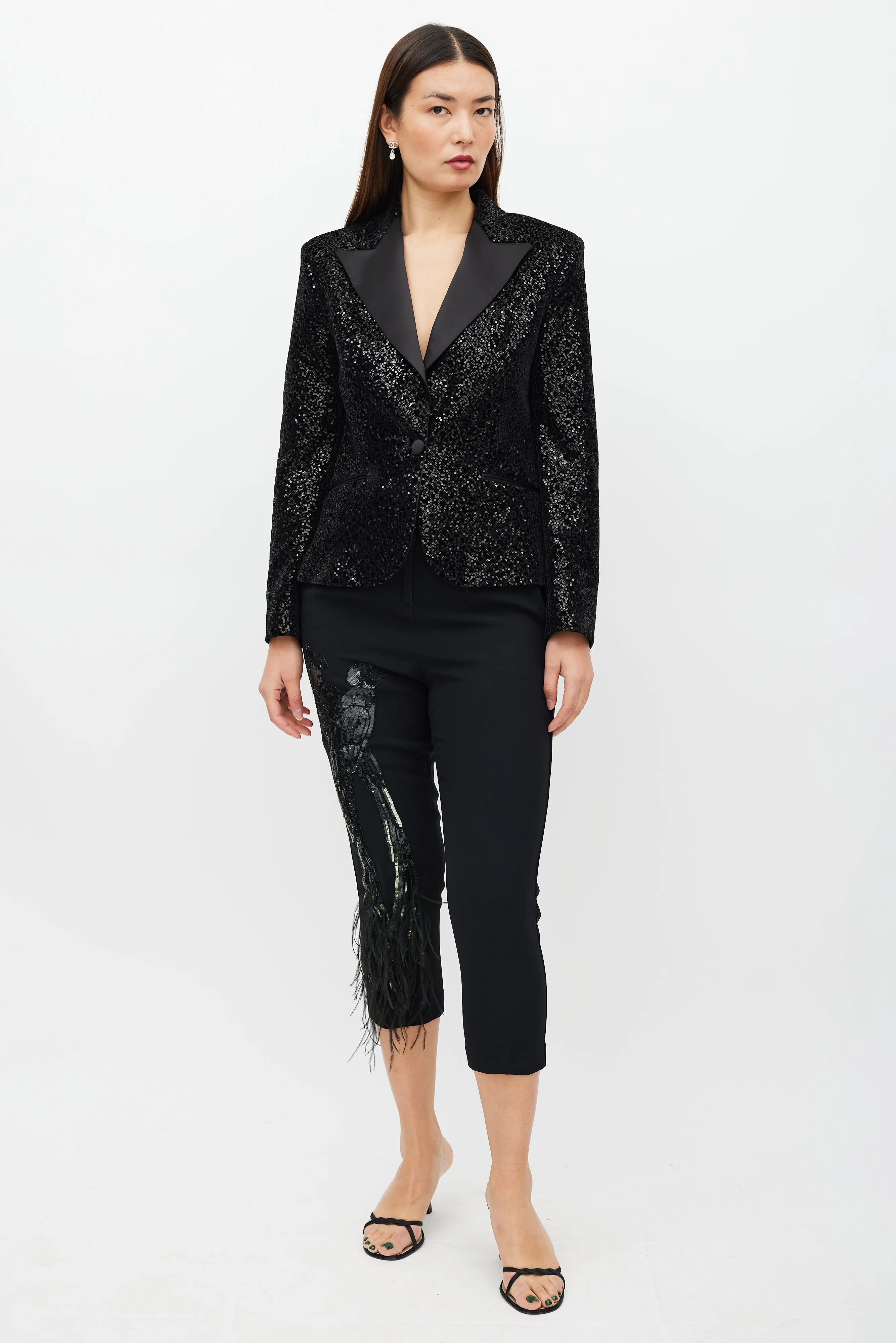 Black Velvet Sequin Blazer