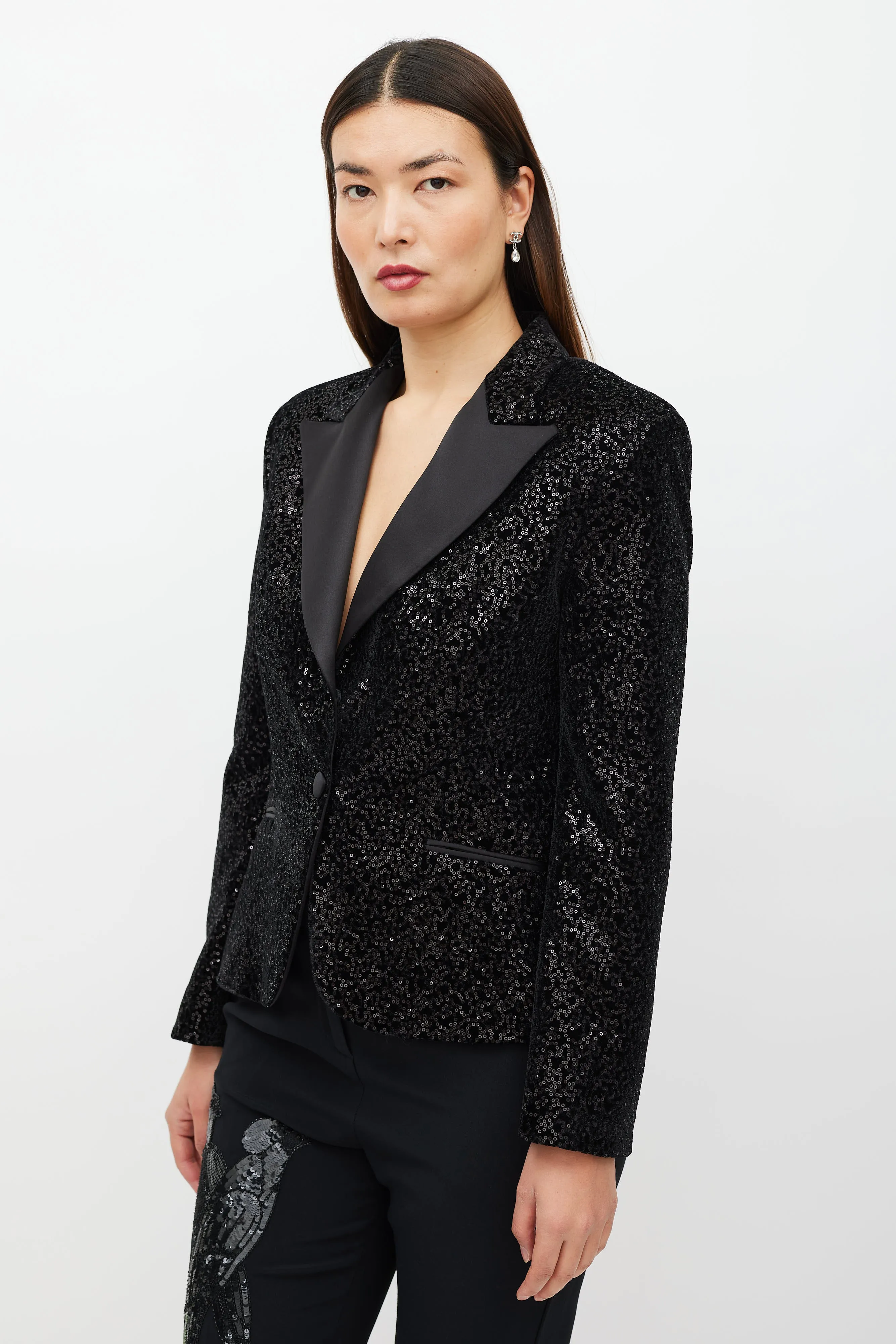 Black Velvet Sequin Blazer
