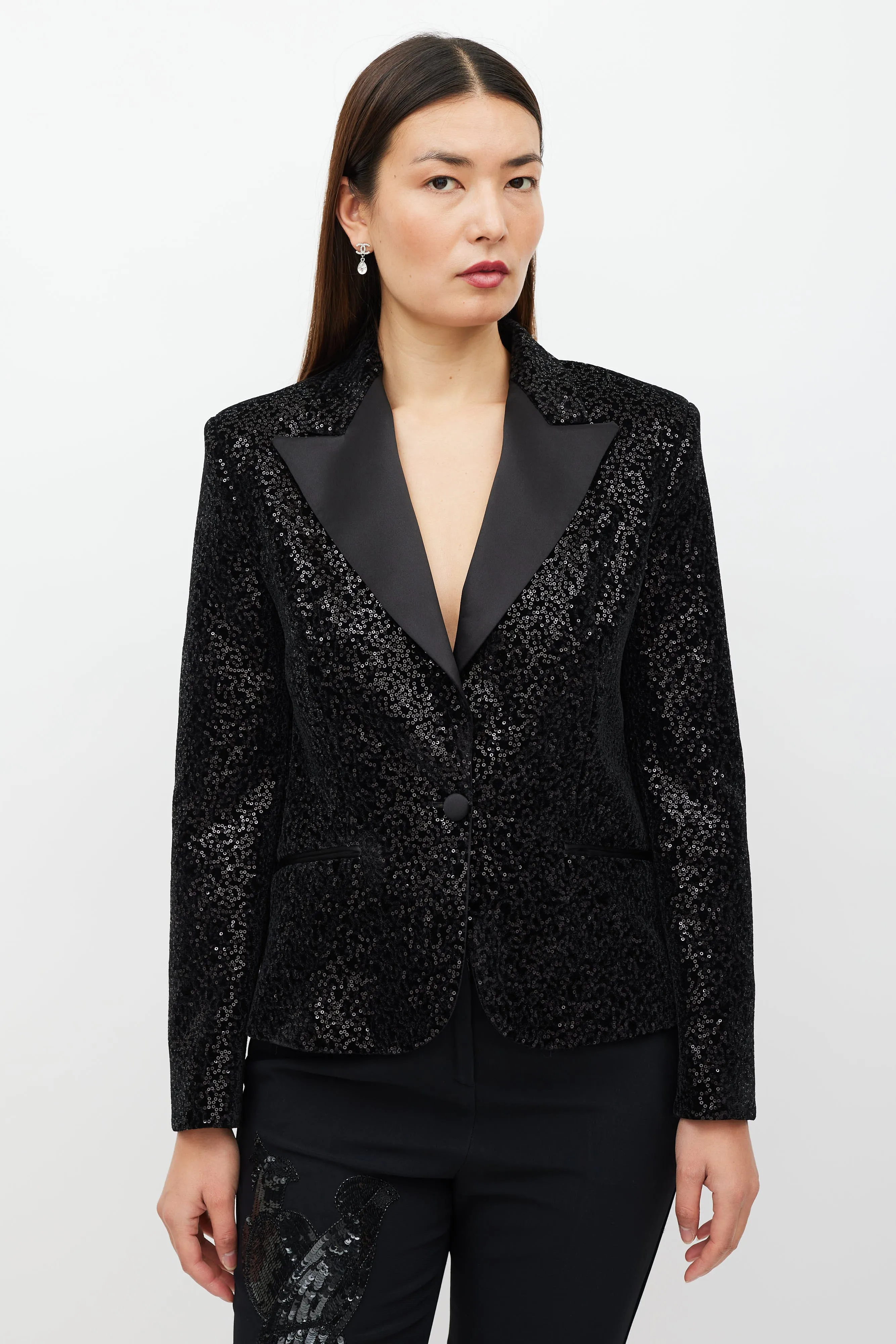 Black Velvet Sequin Blazer