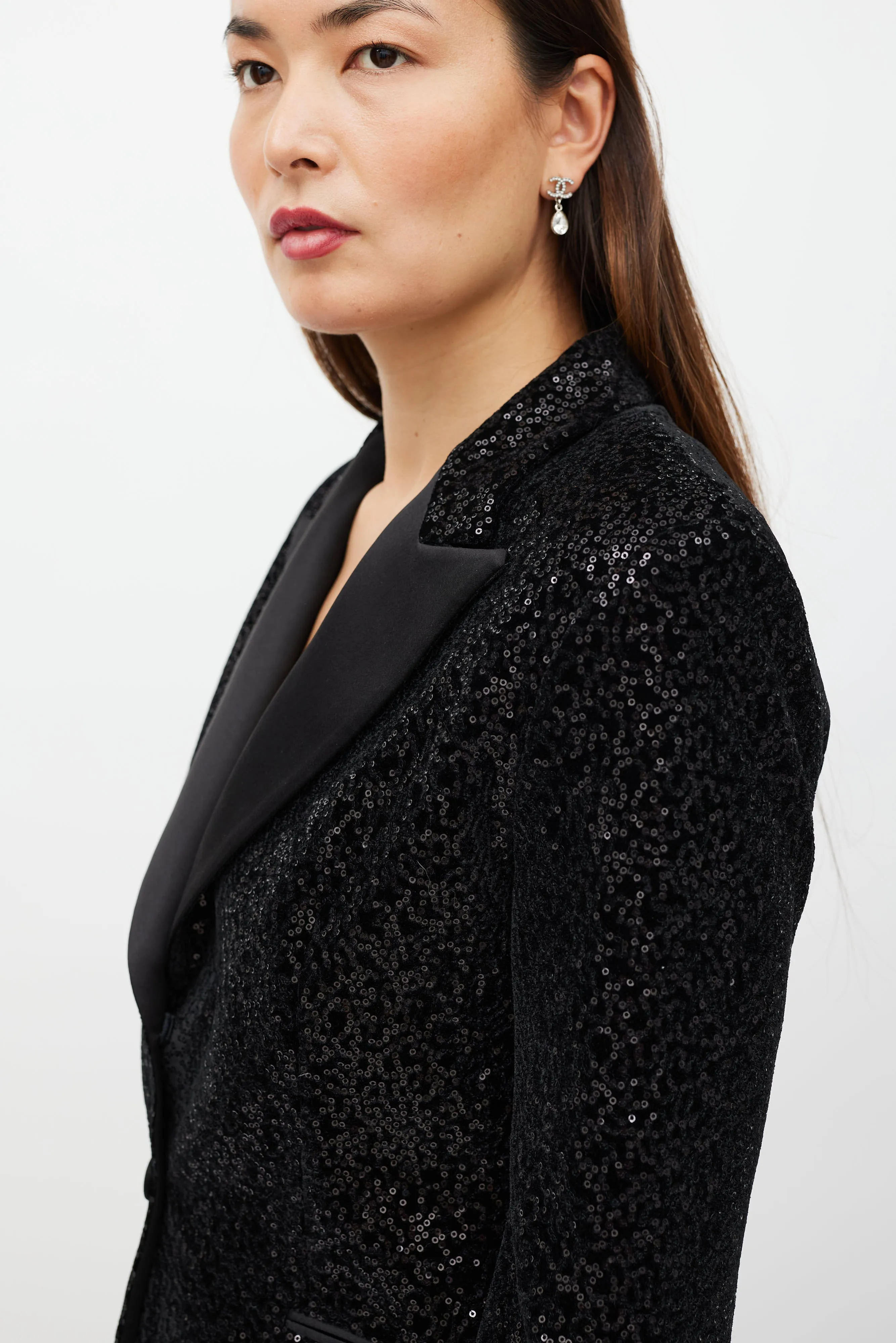 Black Velvet Sequin Blazer