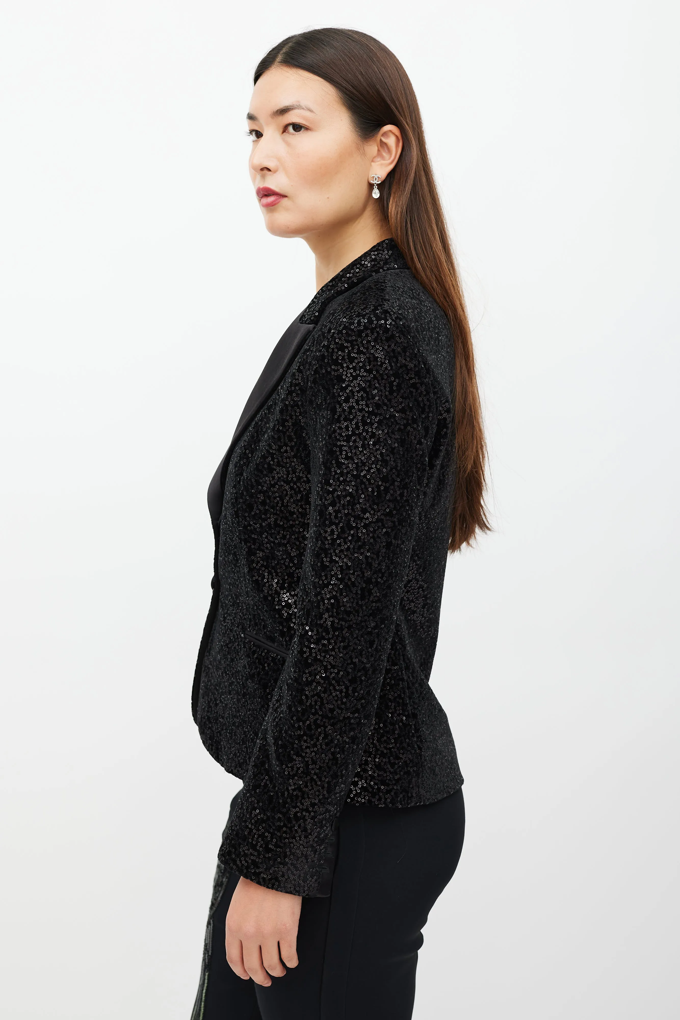 Black Velvet Sequin Blazer