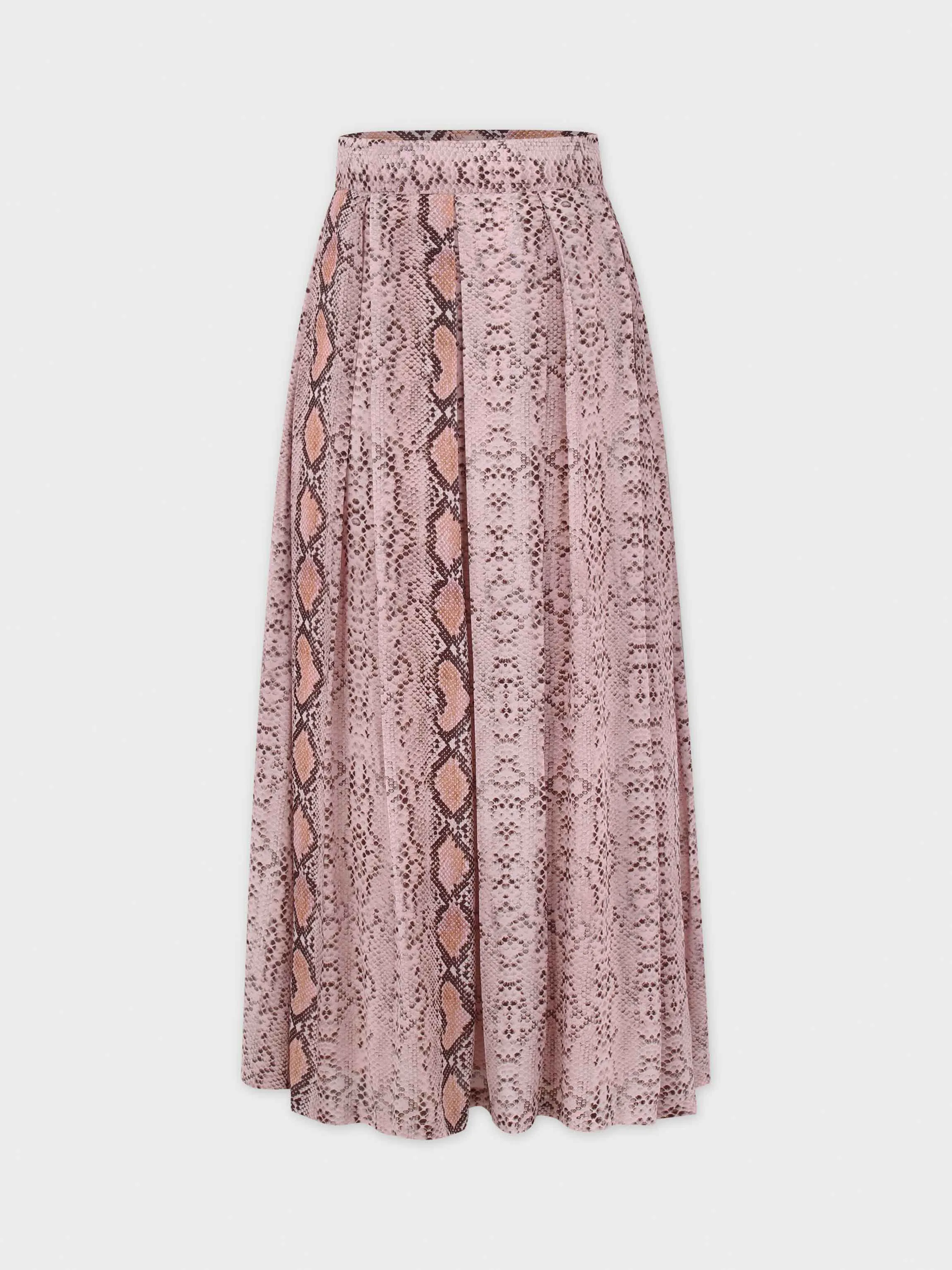 Box Pleat Skirt-Pink Reptile