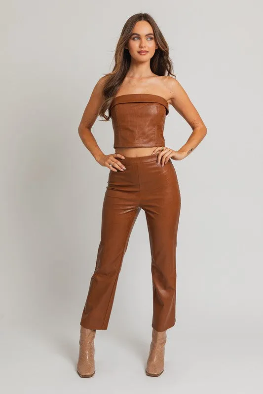 Classic Faux Leather Corset Tube Fashion Top