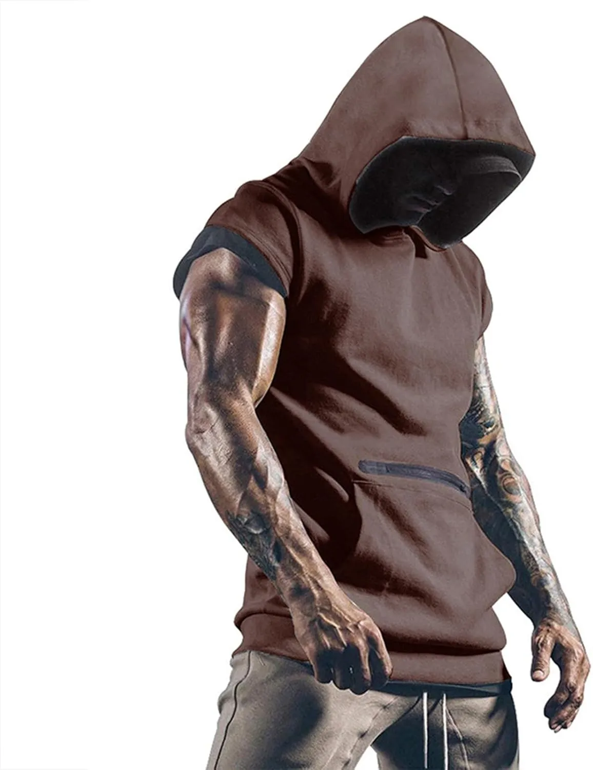 Daily Deals of The Day Prime Today Only Tank Tops Men Hoodie Men's Sleeveless Zip Up Hooded Workout Tank Tops Muscle T Shirt Vests Jacket