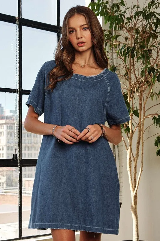 Dark Denim Vintage Edge Washed Denim Dress