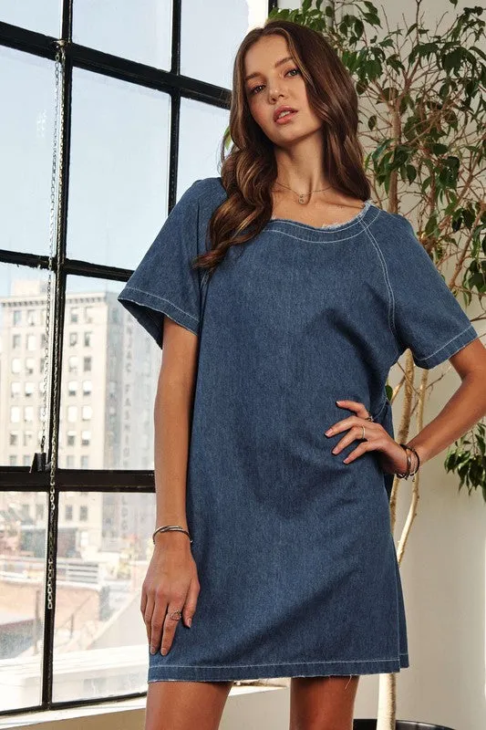 Dark Denim Vintage Edge Washed Denim Dress