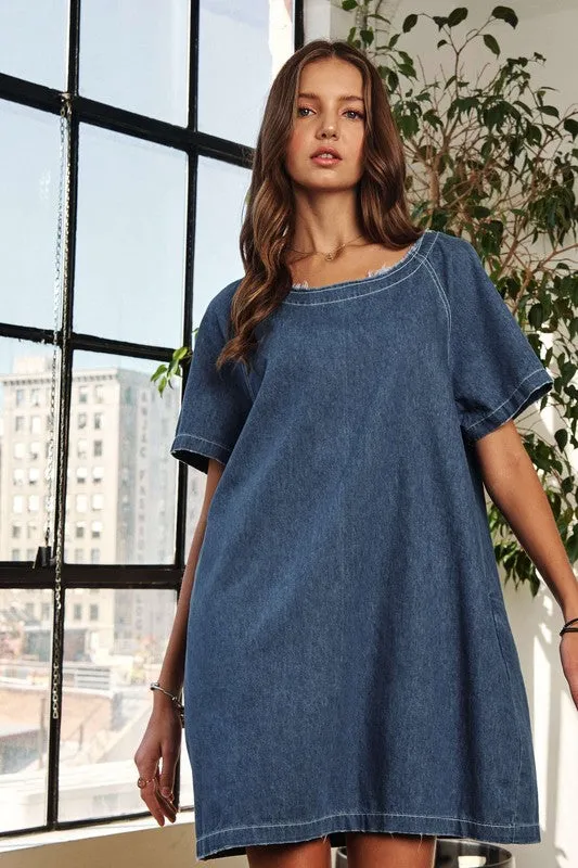 Dark Denim Vintage Edge Washed Denim Dress