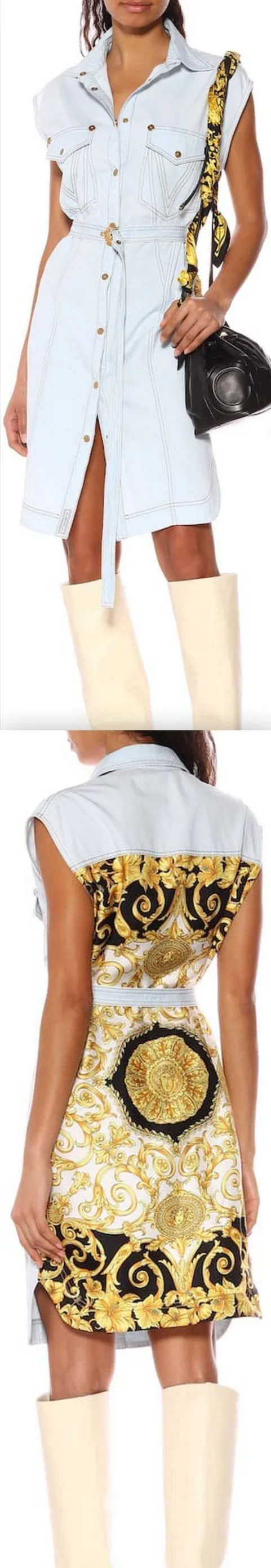Denim Dress with Baroque Back