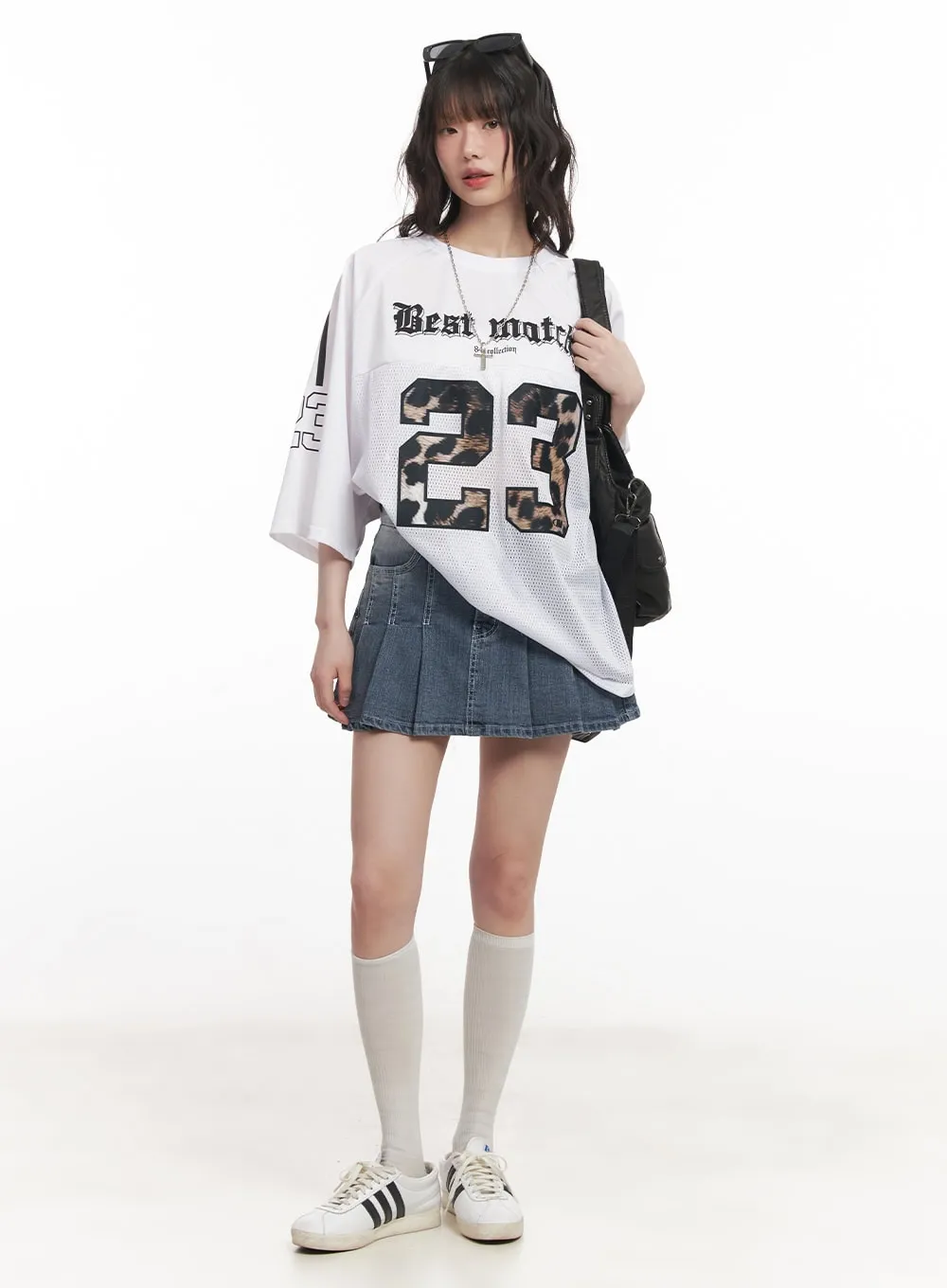 Double Button Denim Pleated Mini Skirt CM519