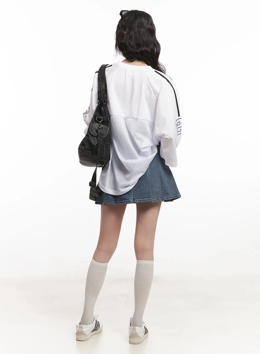 Double Button Denim Pleated Mini Skirt CM519
