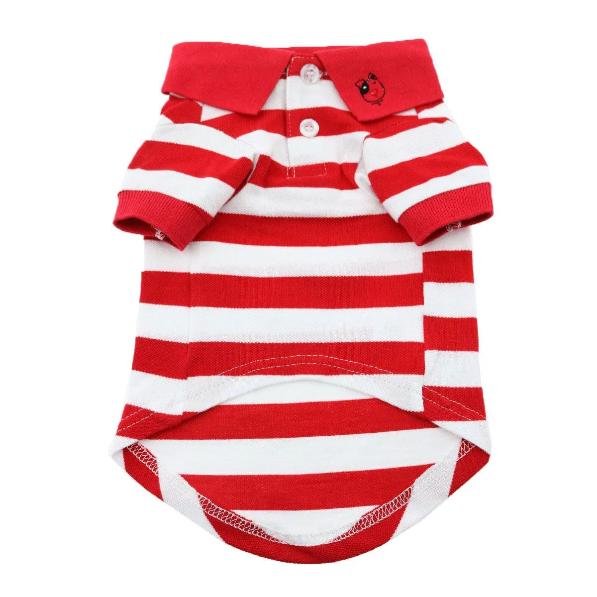 Flame Scarlet Red & White Striped Polo Shirt