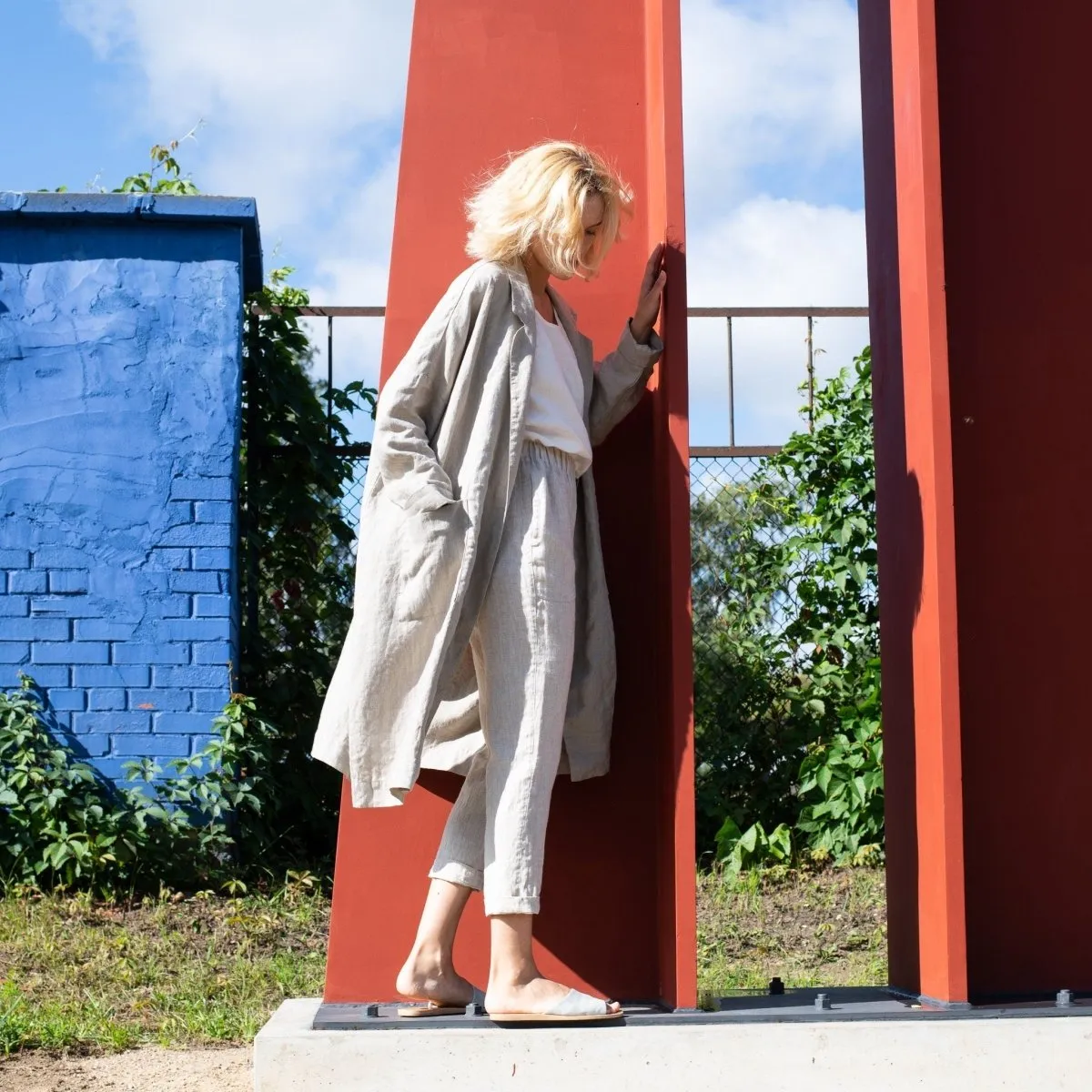 GENOVA tapered linen pants