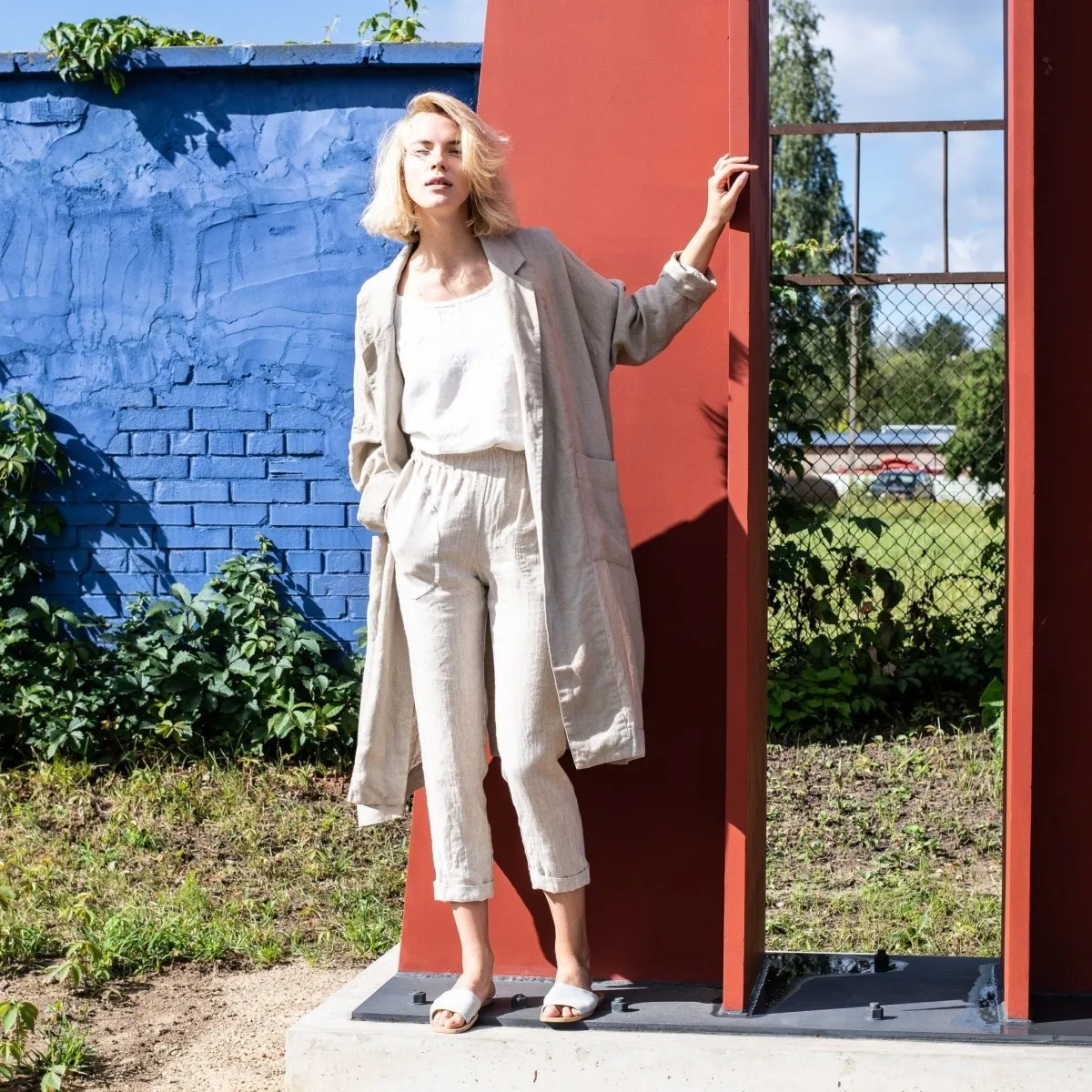 GENOVA tapered linen pants