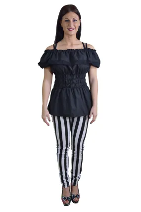 Gothic Victorian Lolita Black Off Shoulder Blouse
