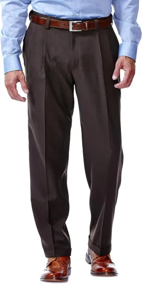 Haggar Men's E Clo Repreve Stria Classic Fit Pleated Front Dress Pant