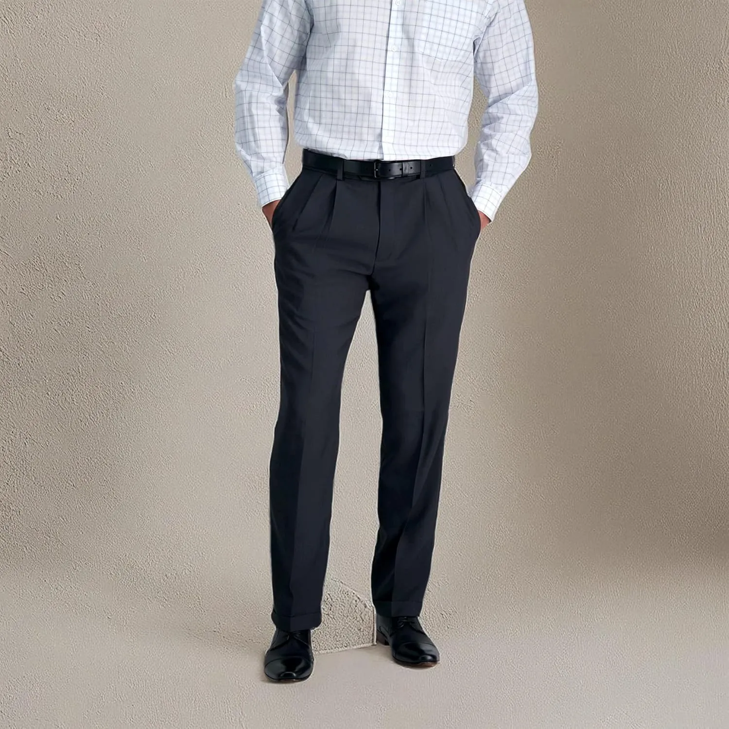 Haggar Men's E Clo Repreve Stria Classic Fit Pleated Front Dress Pant