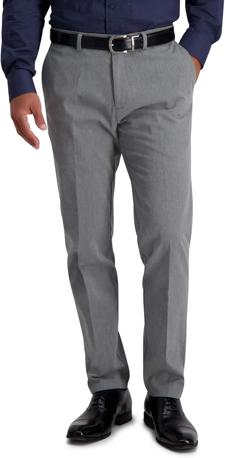 Haggar Men's Iron Free Premium Khaki Slim-Straight Fit Flat Front Flex Waist Casual Pant