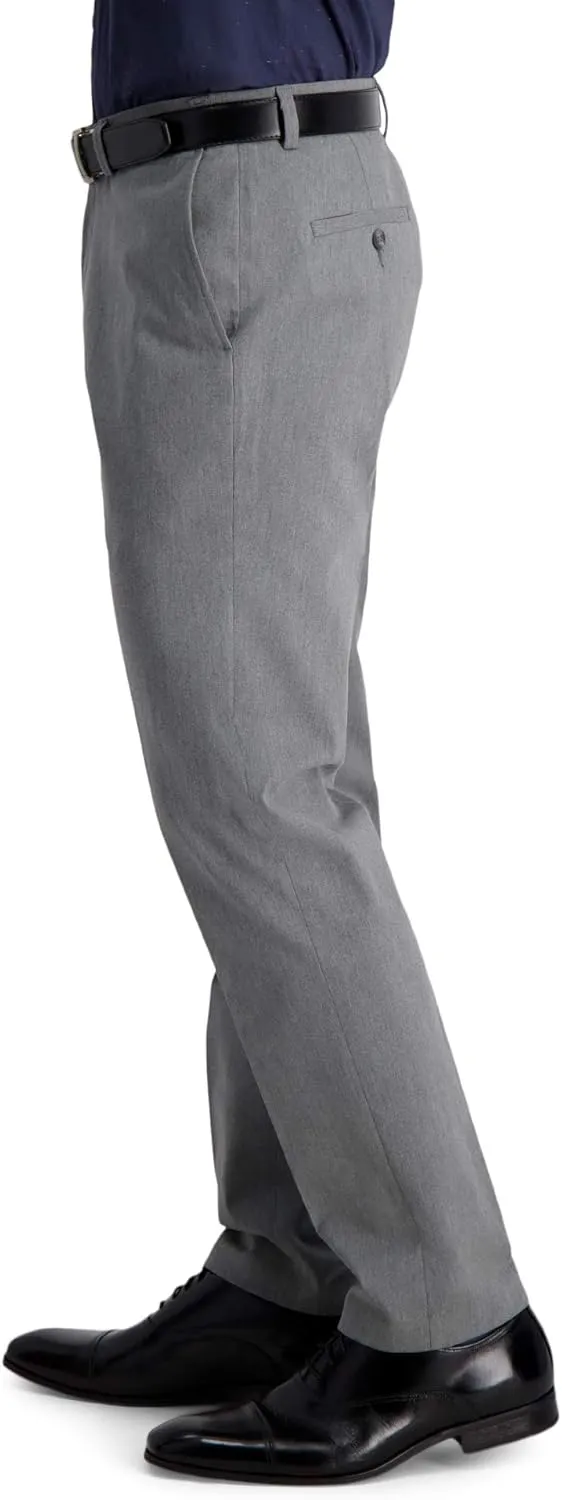 Haggar Men's Iron Free Premium Khaki Slim-Straight Fit Flat Front Flex Waist Casual Pant