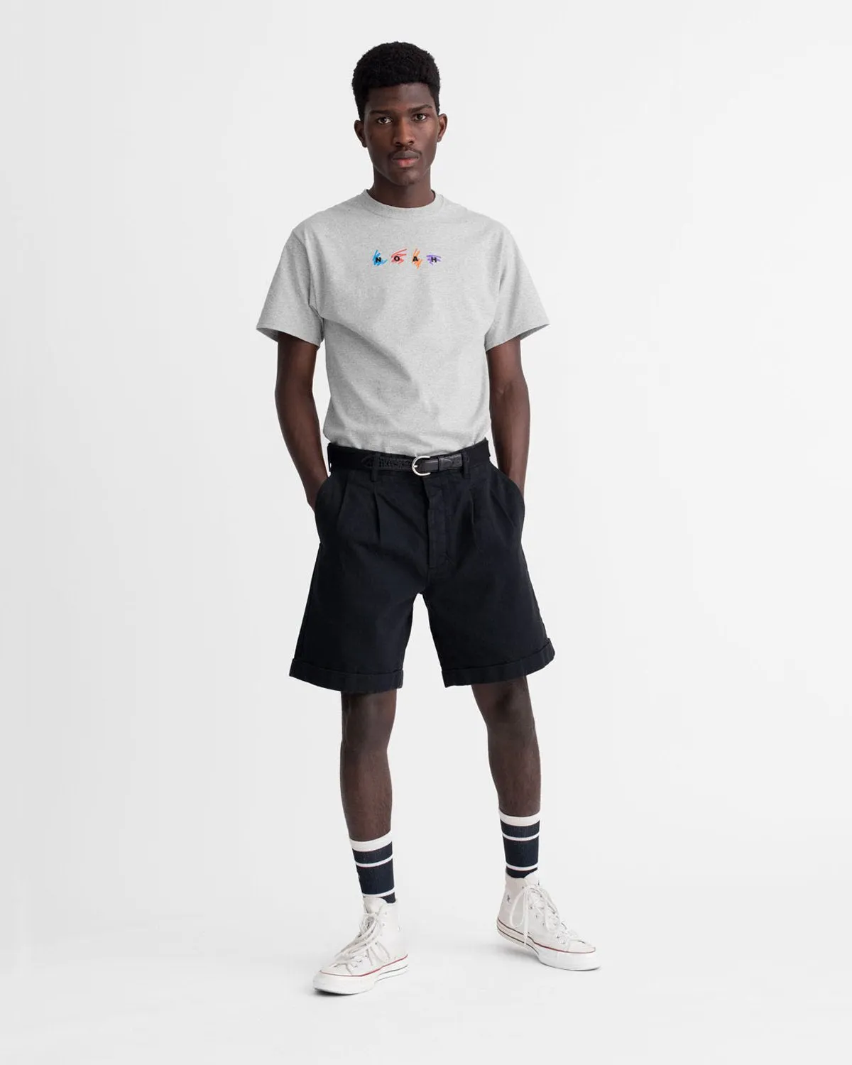 Herringbone Double-Pleat Shorts