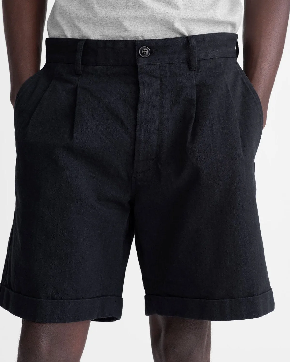 Herringbone Double-Pleat Shorts