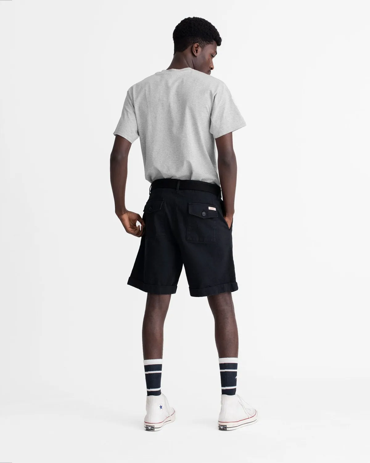 Herringbone Double-Pleat Shorts
