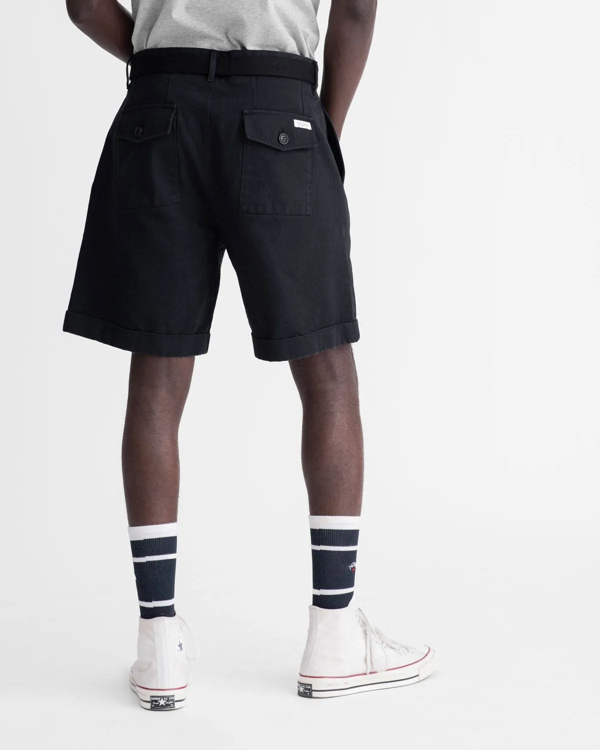 Herringbone Double-Pleat Shorts