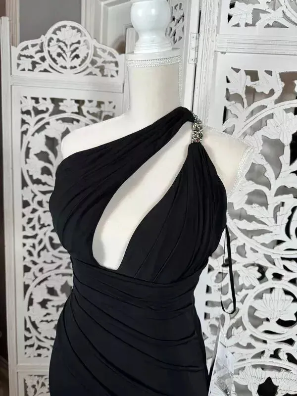 Jersey Fitted One Shoulder Slit Gown by Jovani 02543