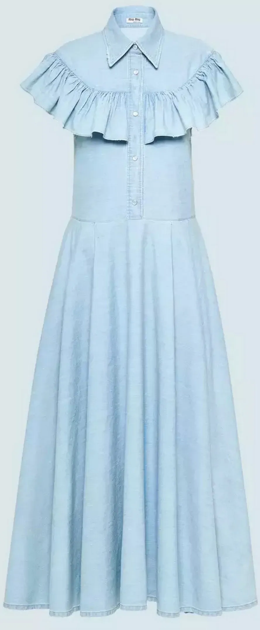 Light Bleached Ruffle Denim Dress