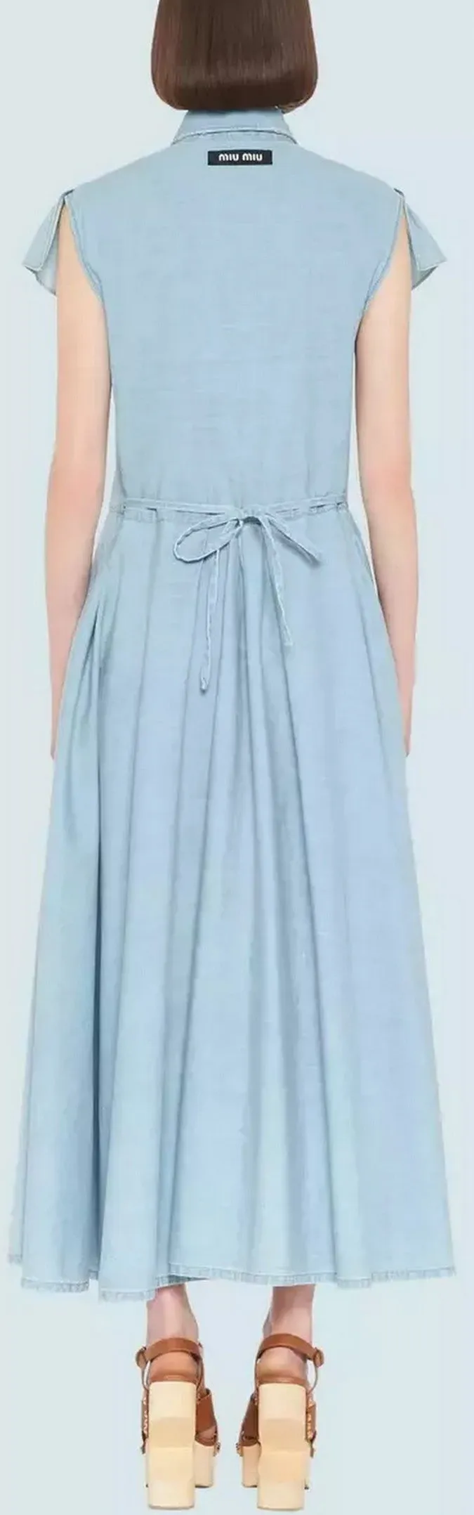 Light Bleached Ruffle Denim Dress