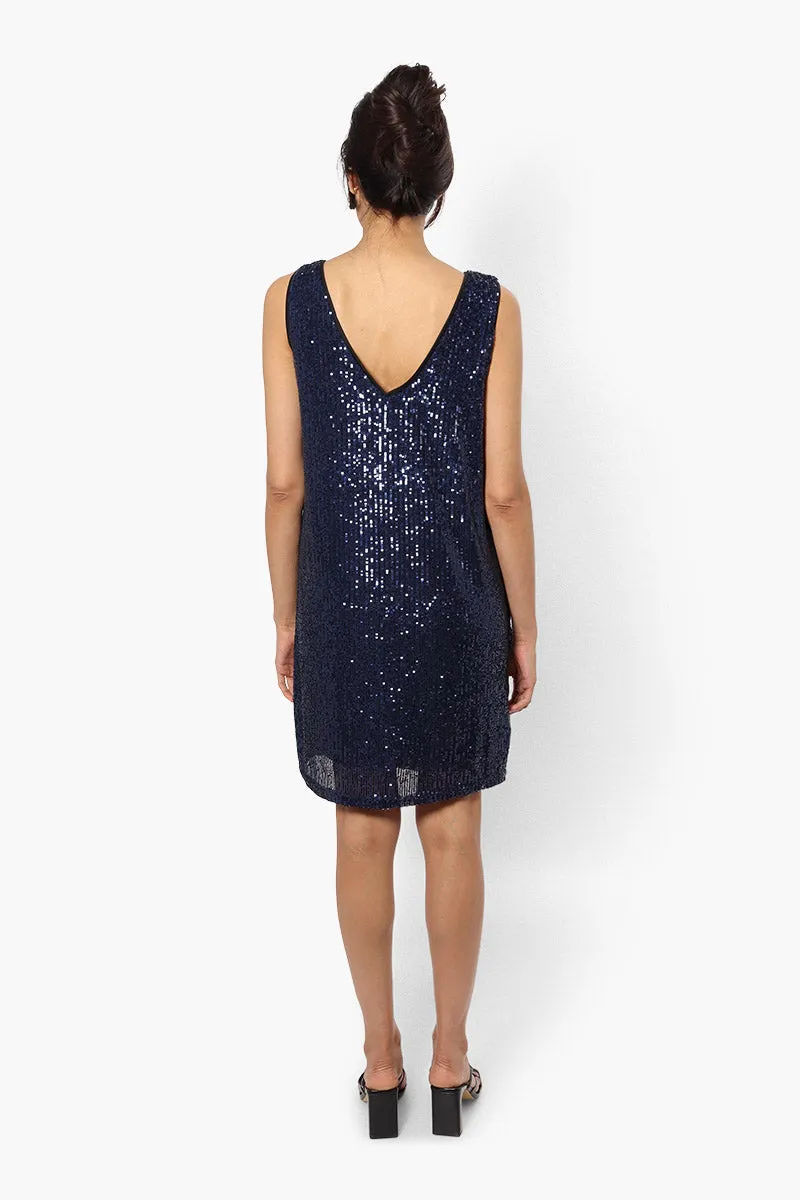 Limite Sleeveless Sequin Cocktail Dress - Navy