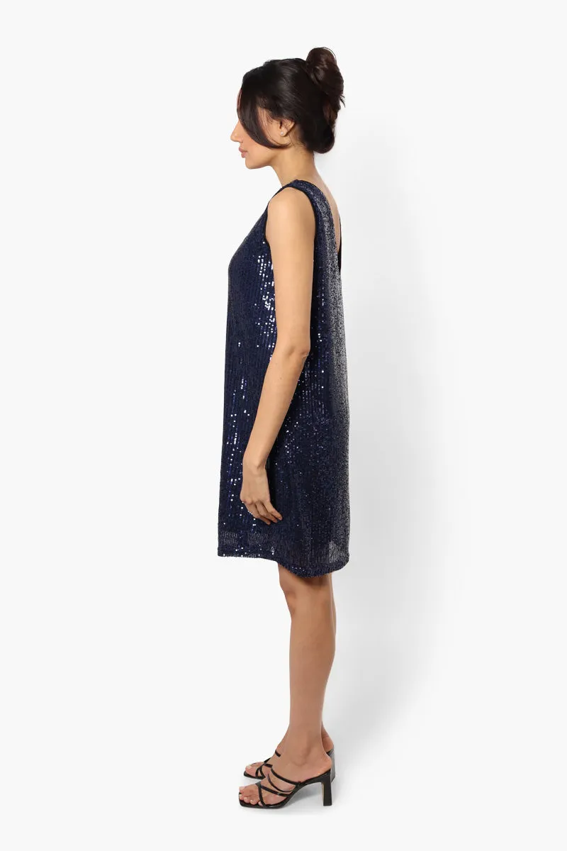 Limite Sleeveless Sequin Cocktail Dress - Navy