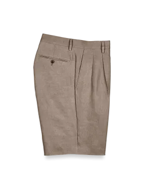 Linen Pleated Shorts - Khaki