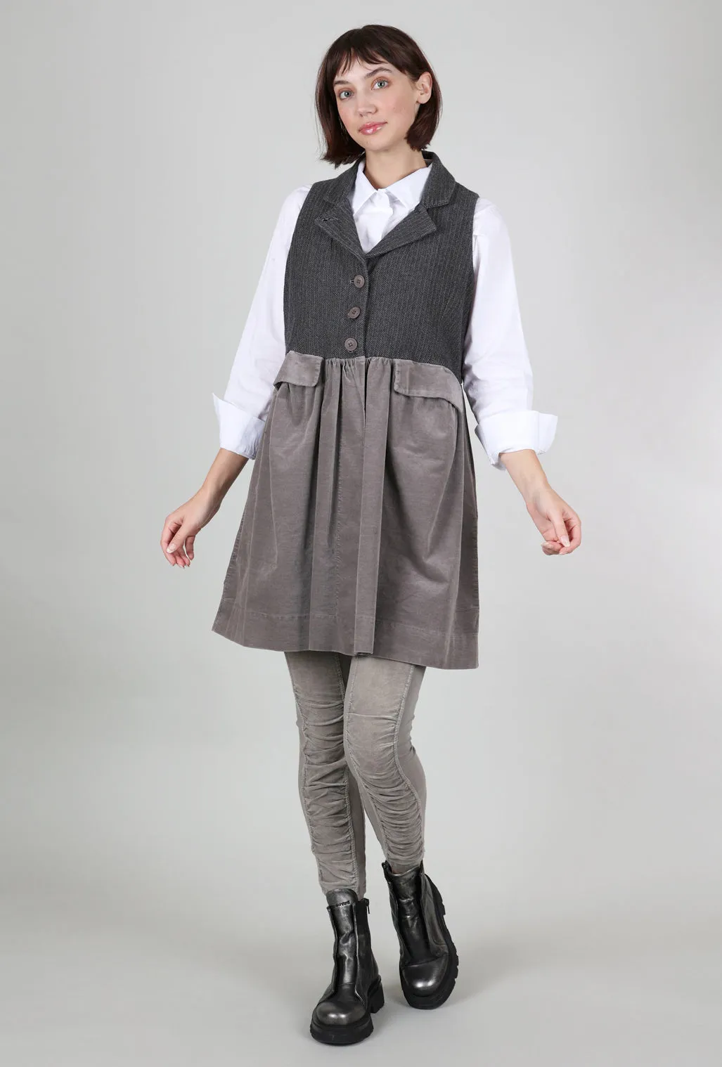Longer Herringbone/Velvet Vest, Iron