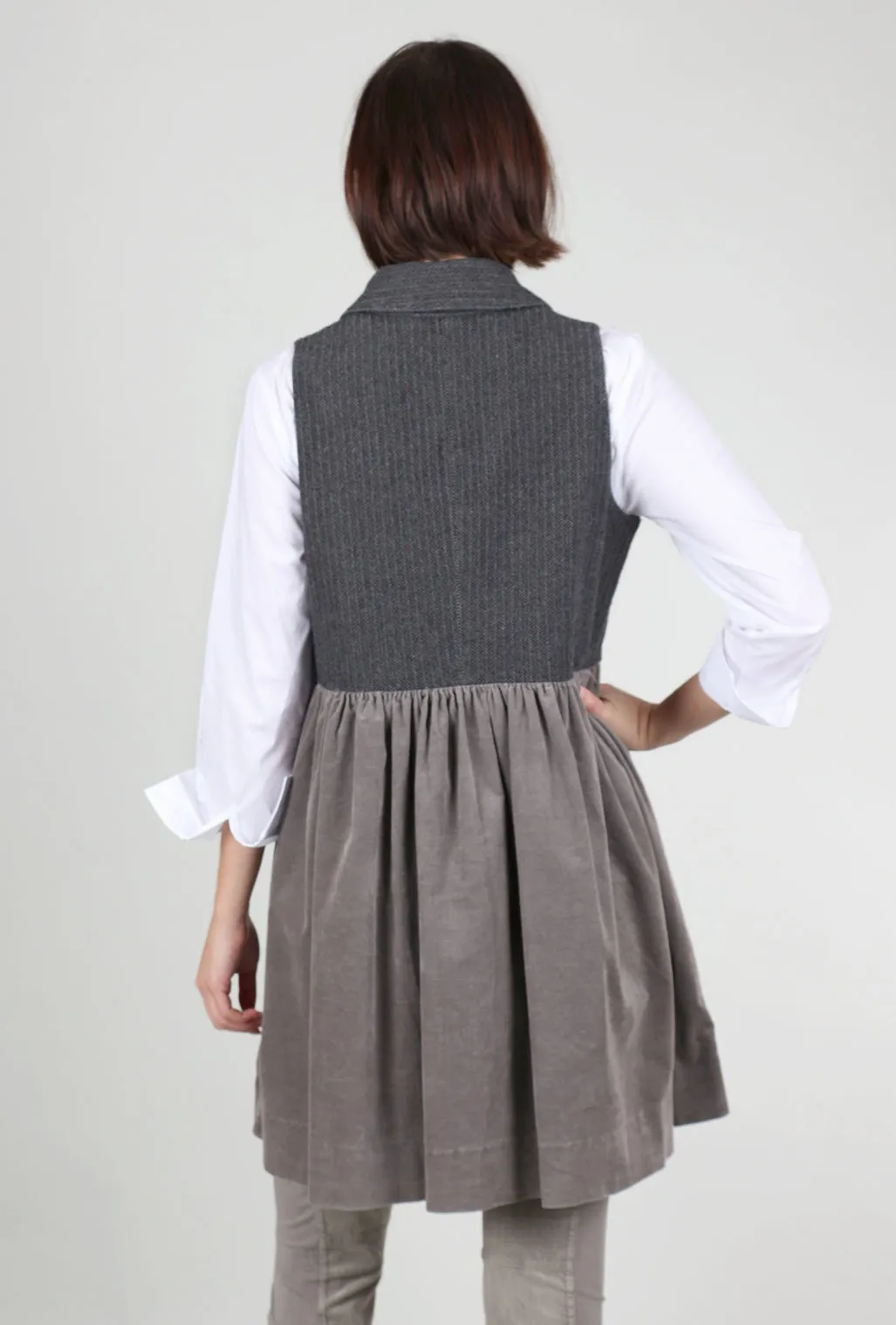 Longer Herringbone/Velvet Vest, Iron