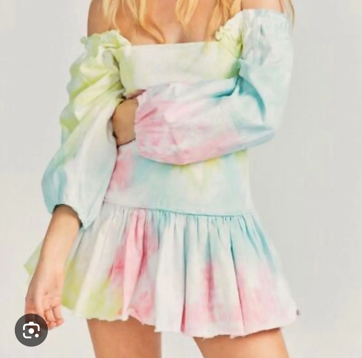 Loveshack Chai Rainbow Tie Dye denim dress