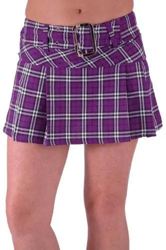 Megan Tartan Check Belted Mini Skirt
