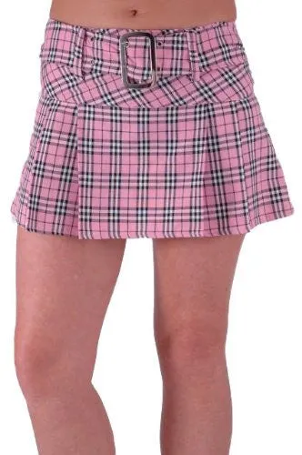 Megan Tartan Check Belted Mini Skirt