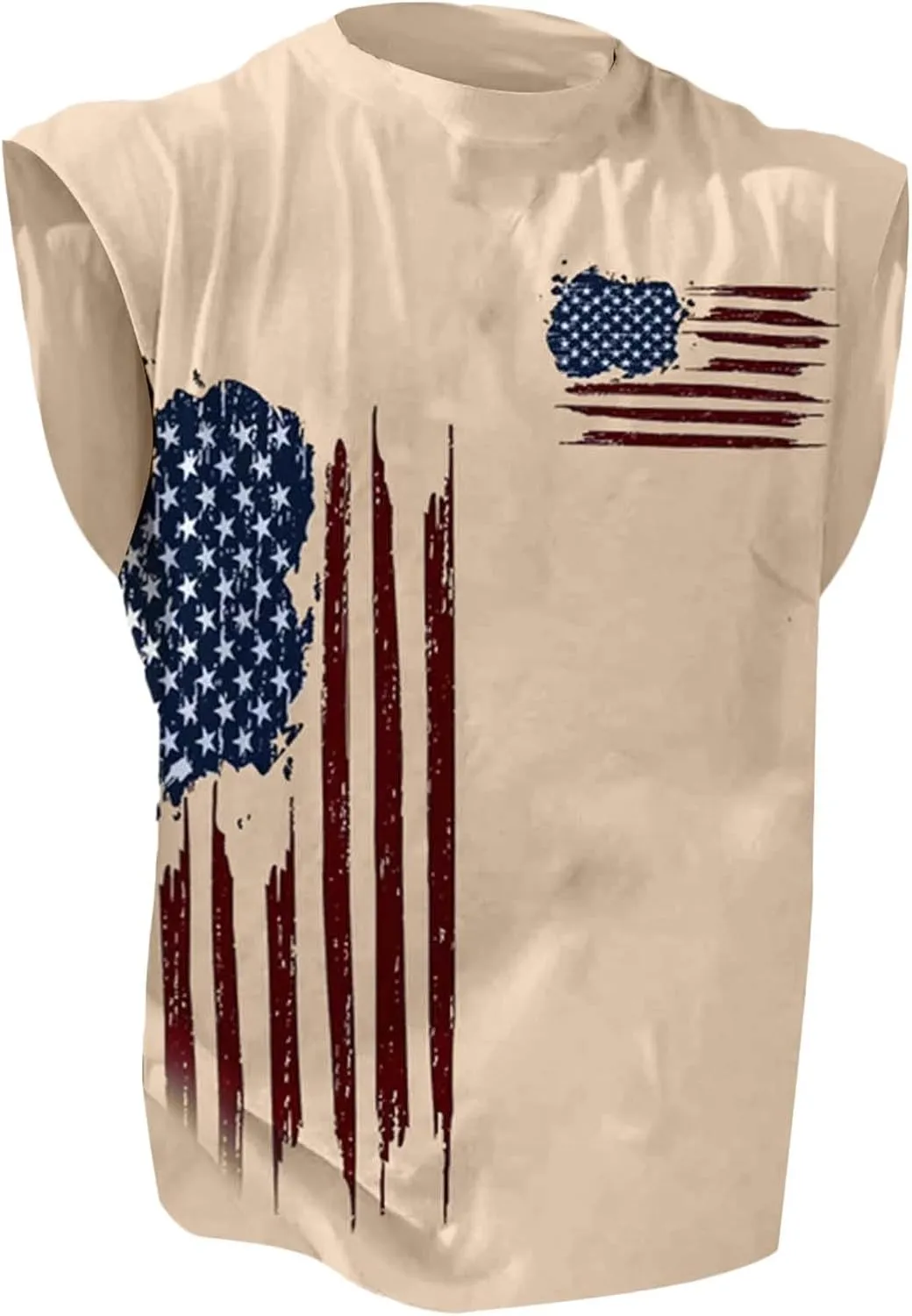 Men's Big and Tall Sleeveless Tank Top American Flag Patriotic Shirts Plus Size USA Graphic Fashion Muscle Gym Tees Vest